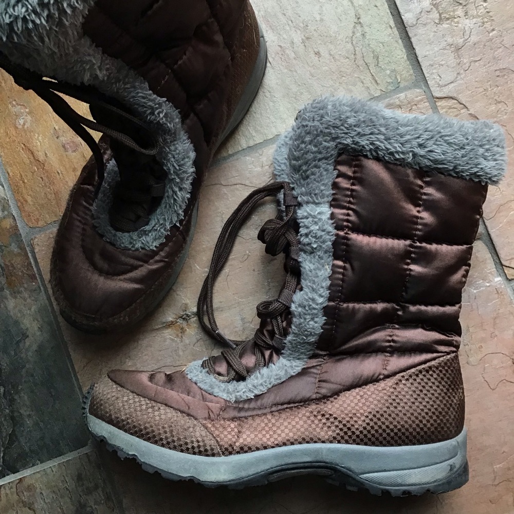 LAND’S END brown snow boots girls 3 (F2)